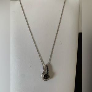 Sterling silver black diamonds on sterling silver chain